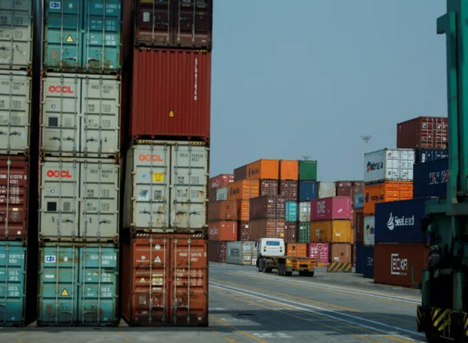 Shipping containers are stored at APM Terminals, in Navi Mumbai, India, February 28, 2025