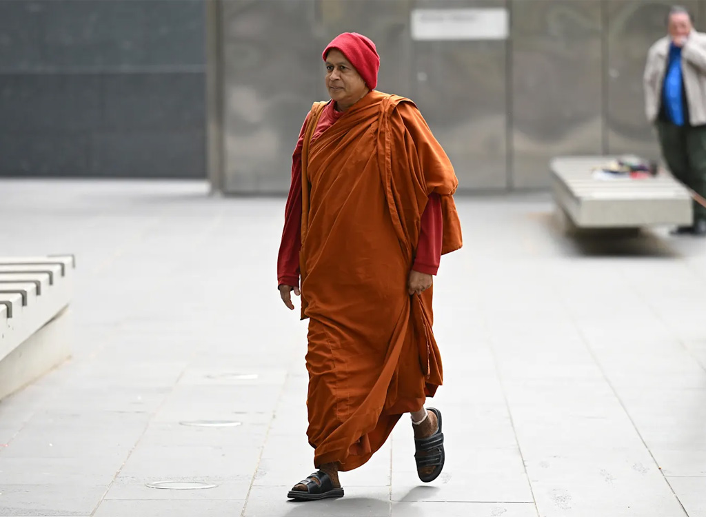 Buddhist monk Naotunne Vijitha arriving at the County Court of Victoria in Melbourne on Wednesday.Credit: